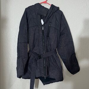 Free people Black Hooded Belted coat